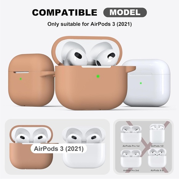 AirPods 3 GEN Case Cover, Silicone Protective Accessories Skin w/Keychain
0120 - Picture 4 of 7